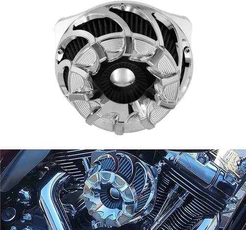Miniatura 10 de Kit de entrada de aire limpiador de aire CNC para motocicletas con turbina, filtro de aire para Harley Sportster XL Touring Softail Dyna