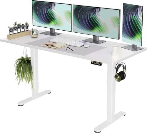 Miniatura 10 de Claiks Escritorio Eléctrico de Pie, Escritorio Ajustable de Altura para Pararse, Escritorio de Oficina en Casa de 48x24 Pulgadas con Tablero