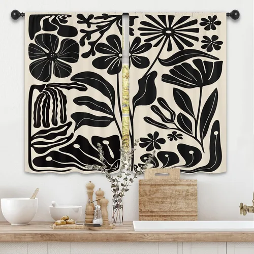 Miniatura 23 de Cortinas rústicas de cocina con puerta de granero de 27.5 pulgadas de ancho x 39 pulgadas de largo, cortinas de tratamiento de ventanas pequeñas