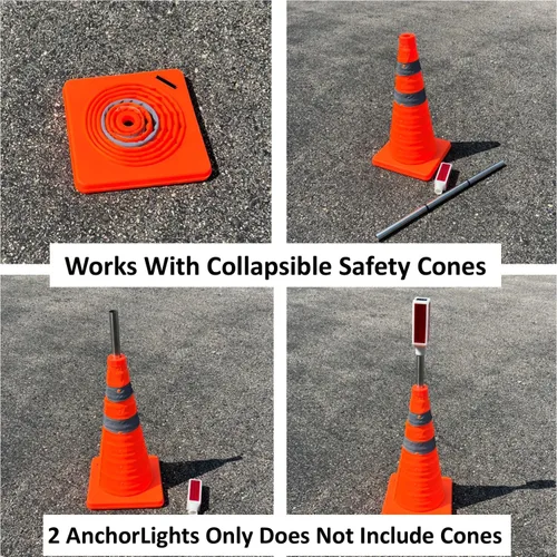 Miniatura 4 de Keyfit Tools AnchorLight - Cono de seguridad para construcción, advertencia de tráfico, luz de anclaje reflectante, estaca para deportes