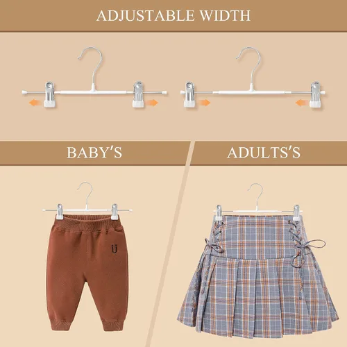 Miniatura 3 de Perchas para Pantalones con Clips Paquete de 10 Perchas Ajustables para Falda para Mujeres Perchas Antideslizantes para Pantalones para Jeans