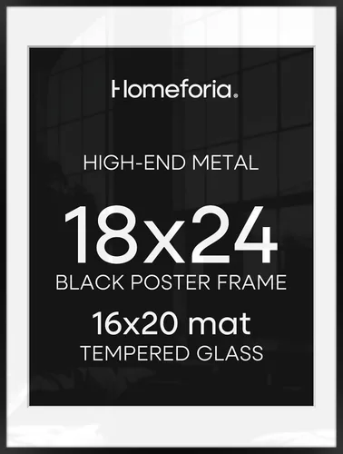 Homeforia - Portarretratos de 18x24 pulgadas, de alta gama, marco de 18x24 con paspartú para fotos de 16x20, marcos para colgar de 24x18, vidrio