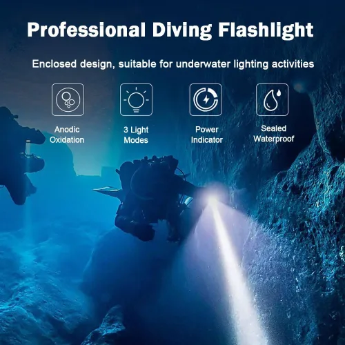 Miniatura 2 de Linterna de buceo de 10000 lúmenes, luz de buceo IPX8, impermeable, recargable, 3 modos, linterna submarina, linterna LED submarina profesional