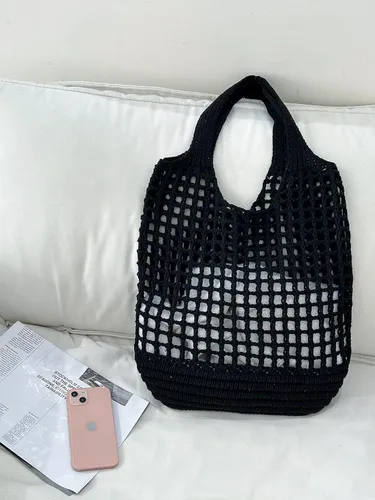 Miniatura 5 de ENBEI Bolso de playa plegable para mujer, lavable y ligero, bolso de hombro tejido ecológico para viajes, compras, regalos