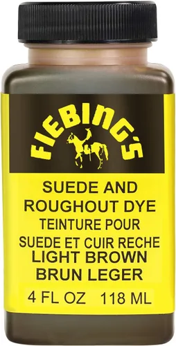 Fiebing's Tinte de gamuza marrón claro (4 onzas) – Recolora, ilumina y restaura zapatos de gamuza y cuero rugoso, muebles y bolsos, incluye lana