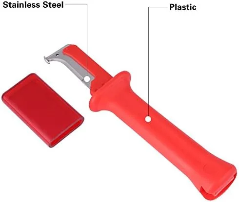 Miniatura 3 de Herramienta peladora de cuchillos para cables, cortador de cables con aislamiento eléctrico, cortador de mano con cubierta roja, cuchillo de cable