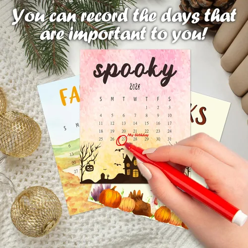 Miniatura 4 de Mini calendario de escritorio 2026-2027, calendario de escritorio de 18 meses divertido estilo CD de acuarela, desde enero de 2026 hasta junio de 18