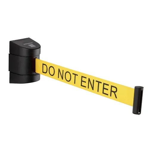 Miniatura 19 de DuraSteel Barrera retráctil para cinturón de control de multitudes de montaje en pared, cinturón de barrera retráctil negro de 9.2 pies, barreras