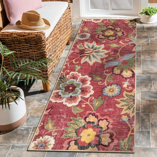 Miniatura 36 de Beeiva Alfombras florales de entrada, lavables para interiores, ultra fina, de 2 x 3 pies, antideslizante, para cocina, tapete de cachemira suave