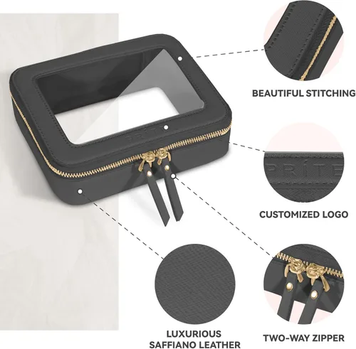 Miniatura 4 de Prite Bolsa de maquillaje transparente, estuche organizador de cosméticos, bolsa de aseo de viaje impermeable, bolsa para el cuidado de la piel
