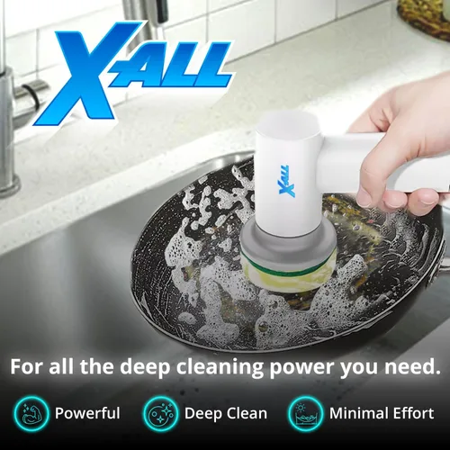 Miniatura 4 de X-All Limpiador eléctrico giratorio – Herramienta de limpieza recargable ligera e impermeable con control de 2 velocidades con 2 cabezales