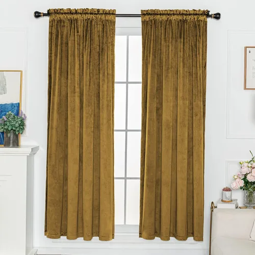 Miniatura 25 de FY FIBER HOUSE 2 paneles de ventana, oscurecimiento de habitación, bolsillo para barra, terciopelo de lujo súper suave, eficiencia energética, 52