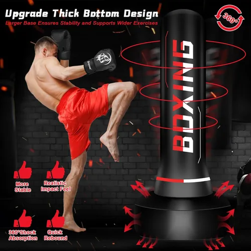 Miniatura 3 de Freestanding Punching Bag for Adult Teens, 70" Heavy Punching Bag with Boxing Gloves and Electric Air Pump for Beginners Kickboxing Training MMA