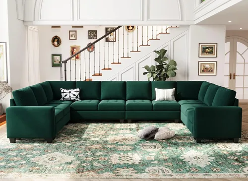 Miniatura 6 de Belffin Módulo de terciopelo de un solo asiento para sofá modular seccional, sofá sin brazos, tela moderna, color verde
