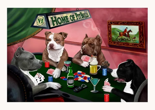 Miniatura 15 de Home of Poker Playing Pit Bull Dogs - Lienzo decorativo de pared de alta calidad listo para colgar, lienzo de pared impreso de animales únicos