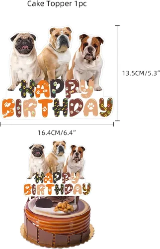 Miniatura 5 de Decoraciones de fiesta de bulldog francés, recuerdos de fiesta, incluye fondo de 3.2 x 4.9 pies, lindo cartel temático de bulldog inglés francés