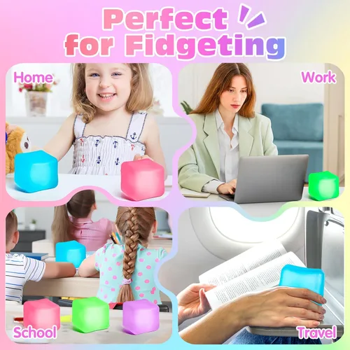 Miniatura 6 de Paquete de 4 Cubos Antiestrés, Pelotas Antiestrés con Forma de Cubo de Hielo de Elevación Lenta para Adultos y Niños, Juguete Sensorial Fidget