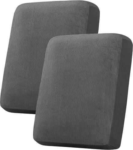 Miniatura 66 de H.VERSAILTEX - Funda de terciopelo elástica y afelpada para protección de cojines de sofá biplaza, silla o sofá, 2 piezas, tamaño grande, color gris