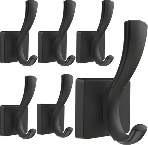 Miniatura 10 de TOFIIGREM Ganchos negros para toallas, ganchos para abrigos y batas de baño, para entrada, vestíbulo, piscina, para montar en la pared, para colgar