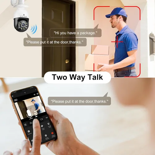 Miniatura 6 de SYMYNELEC Bombilla de luz para cámara de seguridad al aire libre impermeable 2.5K, enchufe de luz WiFi inalámbrico de 2.4GHz con detección