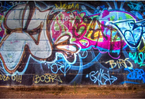 YongFoto Telón de fondo de pared de graffiti urbano de 5 x 3 pies, dibujo a mano, pintura mural de hip hop de los años 80, fondo de fotografía de