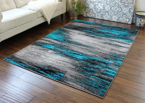 Miniatura 24 de Masada Rugs, Alfombra moderna y contemporánea, rojo, gris, negro (8 pies x 10 pies), alfombra grande para sala de estar, dormitorio, oficina
