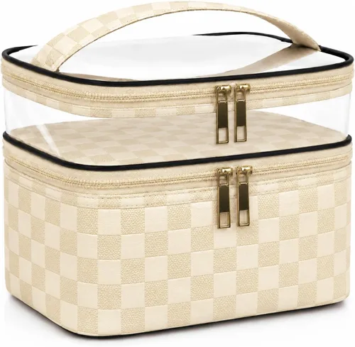 Miniatura 12 de Bolsa de maquillaje, 3 piezas de piel sintética, bolsa de maquillaje de viaje, bolsa de cosméticos para mujeres y niñas