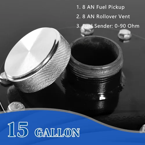 Miniatura 3 de Kit de Tanque de Combustible de Aluminio Celda de Combustible de 15 Galones Universal 57L Pulido Carreras Calle Drift Strip Tanque de Combustible