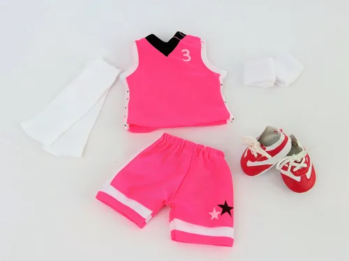 Miniatura 2 de American Fashion World Uniforme de baloncesto rosa intenso para muñecas de 14 pulgadas Calidad premium y diseño moderno