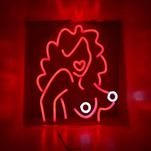 Miniatura 6 de Señal de neón sexy de mujer pelirroja en el pecho, pechos, luz LED, energía USB, regulable, luces de neón, regalos para niñas, niños y mujeres