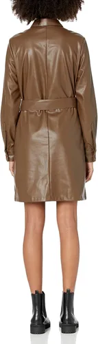 Miniatura 2 de The Drop Vestido camisero de cuero vegano Sam para mujer