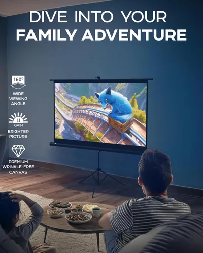 Miniatura 2 de Pantalla de Proyector con Soporte de 60 Pulgadas - Pantalla de Proyección para Interiores y Exteriores para Películas o Presentaciones de Oficina