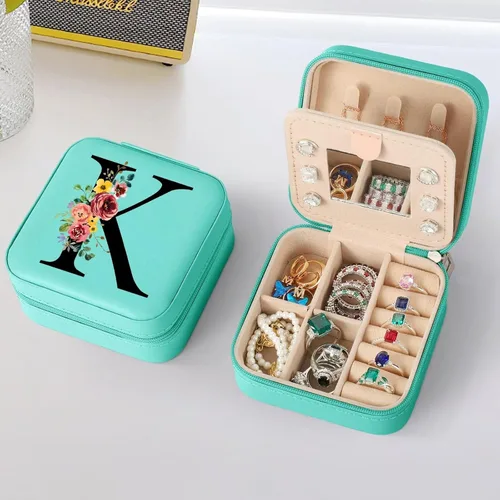 Parima Regalos para mujeres, regalos de cumpleaños personalizados para mujeres, idea de regalos para mujeres, joyero de viaje con inicial azul,
