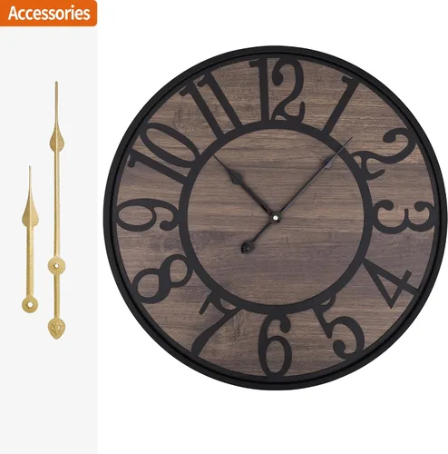 Miniatura 6 de LEIKE Relojes de Pared Grandes, Sin Tic Tac Silenciosos, Operados por Batería Pequeño Redondo Moderno Reloj de Pared de Madera para Sala de Estar