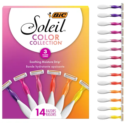 Miniatura 2 de BIC Soleil 3 Colors Maquinillas Desechables para Mujer con 3 Cuchillas, Tira Lubricante de Aloe Vera y Vitamina E para Deslizamiento Mejorado