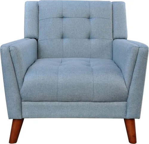 Miniatura 4 de Christopher Knight Home Alisa Mid Century - Sillón de tela moderna de mediados de siglo, color azul, nogal y silla Evelyn de tela moderna