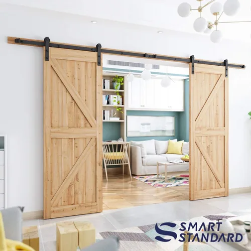 Miniatura 2 de Gancho para puerta Smartstandard deslizante, para puertas de graneros, con forma de "I", color negro, negro