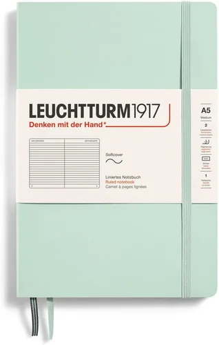 Miniatura 5 de LEUCHTTURM1917 - Cuaderno de tapa blanda tamaño mediano A5 - 123 páginas numeradas para escritura y diario (verde menta, punteadas)