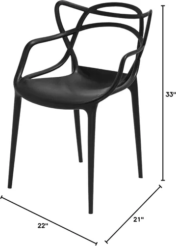 Miniatura 3 de Mid-Century - Silla de comedor con curva de plástico moldeado (juego de 2), color negro