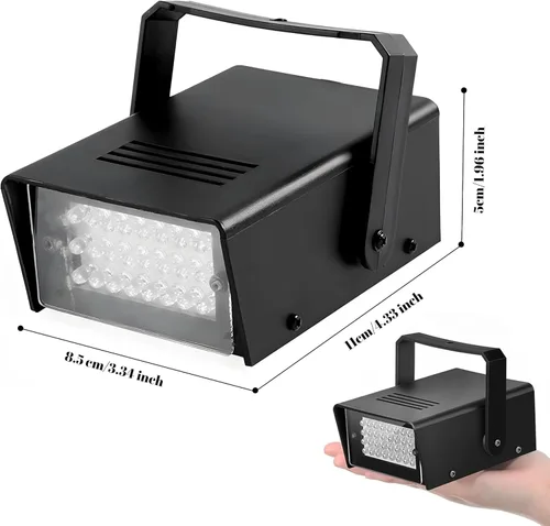 Miniatura 6 de ENUOLI Mini luz estroboscópica LED color verde con 24 LED súper brillantes control de velocidad variable para efecto de luz de escenario DJ