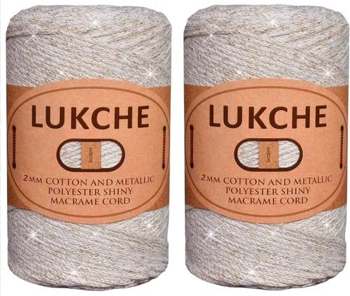 Miniatura 30 de Cordón de macramé de algodón brillante de 2 mm, 205 yardas, 8.80 oz, cordón de macramé para tejer para colgar en la pared, bolsos, porta plantas