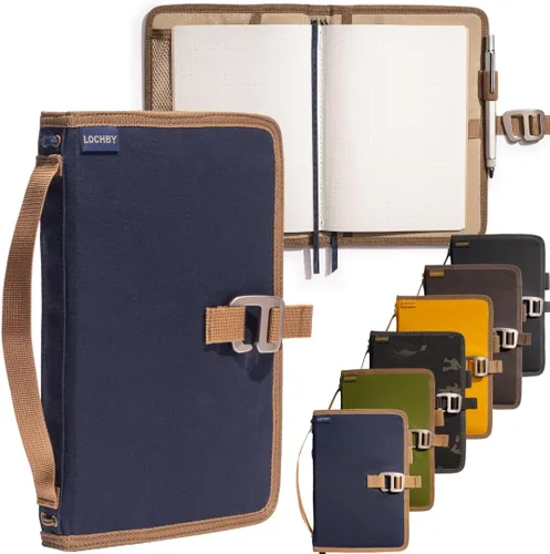 Miniatura 17 de LOCHBY® Carpeta Field A5 Cubierta de carpeta de 6 anillas Lona encerada resistente al agua Diseño plano Sistema A5 apto para recargar