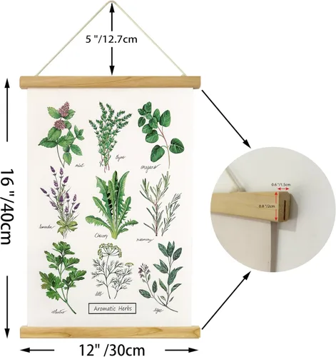 Miniatura 2 de XIAOAIKA Póster de hierbas aromáticas para pared, impresiones artísticas HD vibrantes y coloridas, estilo rústico de hierbas, póster para colgar