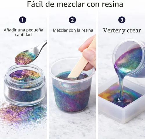 Miniatura 8 de BALTIC DAY - Chameleon Mica Powder, 8 Jars of Color Shift Mica Set - Epoxy Resin Color Pigment - Chameleon Powder Glitter - Holographic Mica Powder