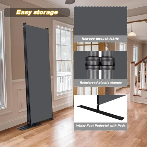 Miniatura 4 de CHOSENM Divisor de pared, 4 paneles divisores de habitación y pantallas de privacidad plegables con pies de soporte más anchos, pantalla de Gris