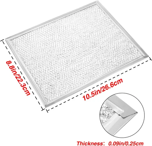 Miniatura 2 de Jovitec Paquete de 4 filtros de repuesto de aluminio para campana extractora compatibles con Broan BP29, 10-1/2 x 8-3/4 x 3/32 pulgadas