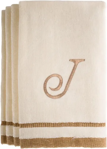 Miniatura 15 de Regalos con monograma, juego de 4 toallas de mano de 11 x 18 pulgadas bordadas en color dorado café, extra absorbente, 100% de algodón. Regalo