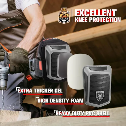 Miniatura 2 de REXBETI Rodilleras mejoradas para el trabajo, rodilleras de construcción para hombres, rodilleras de gel de espuma antideslizantes resistentes
