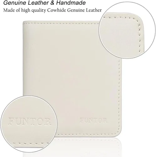 Miniatura 5 de Funtor Cartera de cuero para mujer, pequeña y compacta, con bolsillo doble, bloqueo RFID, para mujer