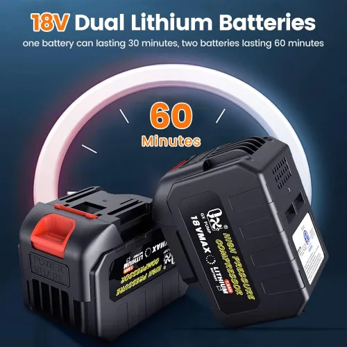 Miniatura 6 de GX PUMP Compresor de aire PCP L3 4500Psi/320Bar/32Mpa, compresor PCP con baterías de litio duales de 18 V, presión establecida y apagado automático